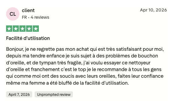 Avis Trustpilot - Client - Facilité d'utilisation