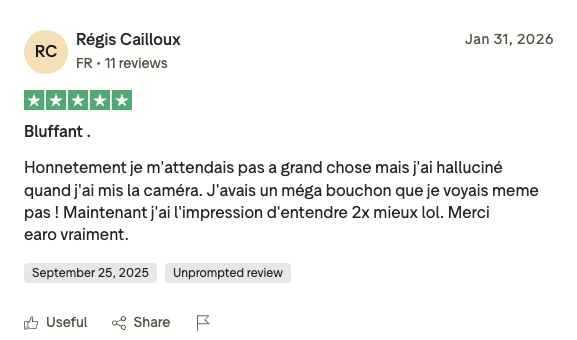 Avis Trustpilot - Régis - Halluciné, méga bouchon